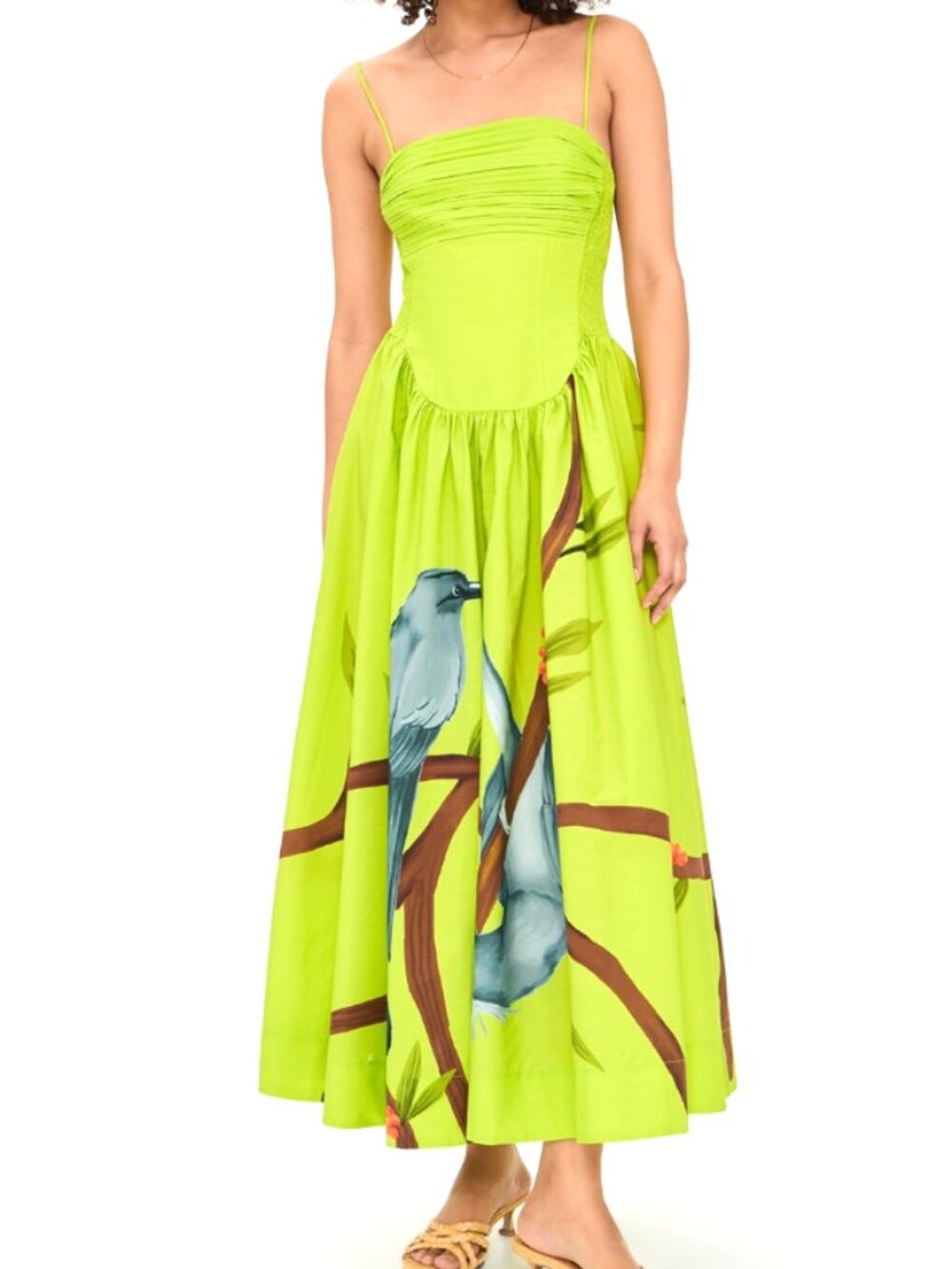 FARM Rio Green Birds Smocked Maxi Dress - Picture 5 of 16